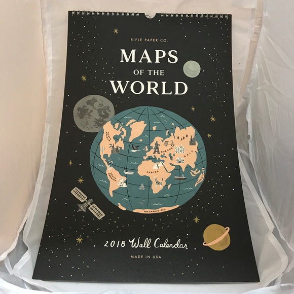 Rifle Paper | Office | Rifle Paper 28 Maps Of The World Wall Calendar |  Poshmark